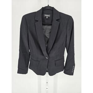Vtg Y2K Bebe Womens Sz 0 Single Button Fitted Suit Jacket Blazer Black